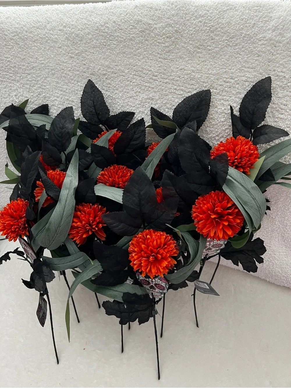 Lot of 12 Stem Day Of The Dead Artificial Flowers Fall Decor Size 15